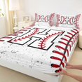 thumbnail image 3 of Manfei Letter H Monogrammed Full Size Sheets,Baseball Game Lover Bed Sheets,White Red Sheet Sets For Boys,Microfiber Room Decorative,4pcs, 3 of 7