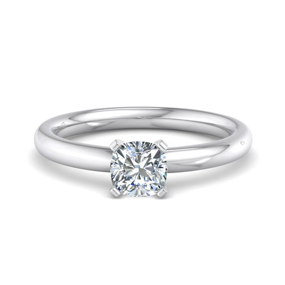 Kiva Jewel Solitaire Engagement Diamond Ring - 1.66 Ct Cushion Cut Lab Created Diamond - 14K White Gold Over Ring - Proposal Ring - Classic Engagement Ring - Wedding Jewelry Gift for Brides