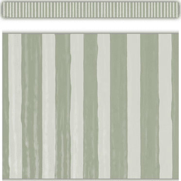 Classroom Cottage Sage Green Stripes Straight Border Trim [TCR7179]