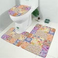 thumbnail image 2 of Pioneer Flower Floral Print Pattern Bathroom Rugs Sets 3 Piece,Toilet Cover Set,Absorbent Non Slip Bathroom Mats Sets with U-Shaped Contour Rug Toilet Rug Set, 2 of 5