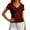Wine, variant on Women V Neck Short Sleeve Lace Top Floral Sheer Blouse Lightweight Semi See Through Shirt Casual Fit for Summer