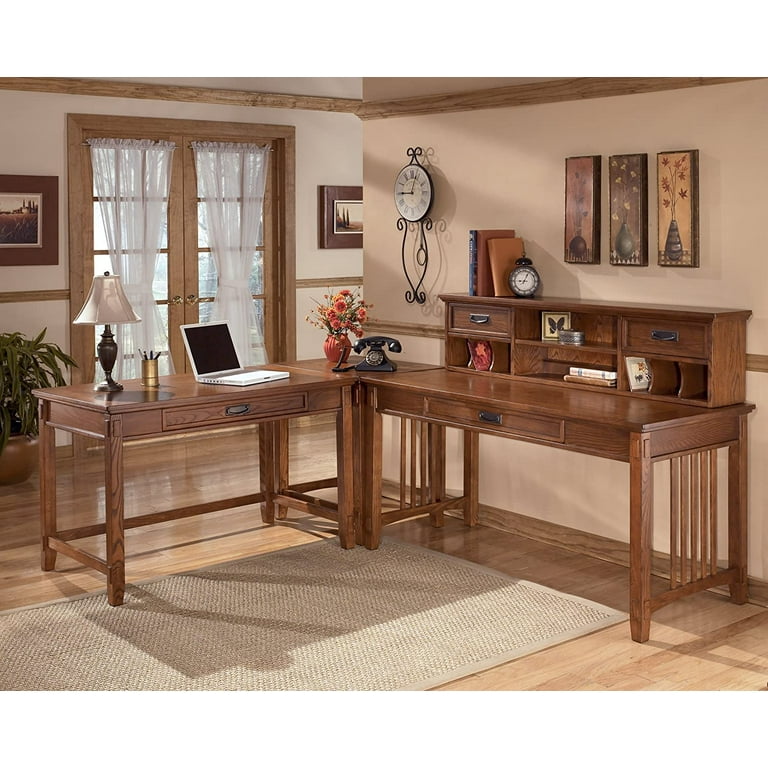 Ashley Cross Island Medium Brown Home Office Short Desk Hutch H319 48