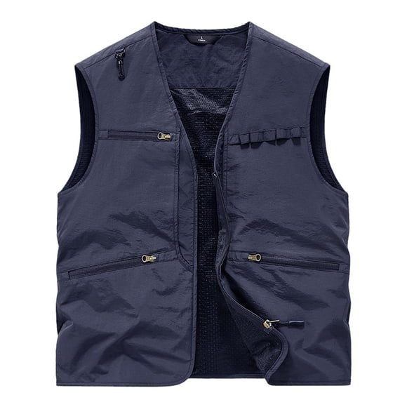 ZVNAΖH Men's Utility Vest Summer Lightweight Softshell Sleeveless Cargo Vest with Zipper Pockets for Travel Hiking Fishing Safari Outwear