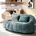thumbnail image 5 of Homefun 59" Plush Bean Bag Sofa Chair,High Density Foam Filled Lazy Couch, Modern Chenille Floor Lounger with 2 Pillows,Comfy Accent Sofa,Teal Blue, 5 of 8
