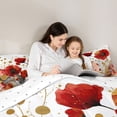 thumbnail image 5 of Homewish Watercolor Red Flower Queen Comforter Set, Marbling Abstract Ombre Bedding Sets, Modern Fashion Reversible Bedding Comforter Set, Breathable Home Decor, 3 Pieces, 5 of 8
