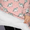 thumbnail image 3 of Oversized Wearable Blanket Hoodie,Pink Cartoon Unicorn Star Pattern Sherpa Blanket Hoodie with Super Pockets,Super Warm Fuzzy Pullover for Women & Men, 3 of 6