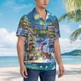 thumbnail image 3 of Honeii Christmas Tree Print Men’s Hawaiian Shirt,Classic Button-Down Short Sleeve Shirt, for Beach, Vacation, and Outdoor Activities,3X-Large, 3 of 7
