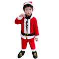 thumbnail image 1 of Disfraz de Papá Noel para niños, conjunto de 4 piezas de disfraz navideño, traje de Papá Noel para fiesta de Navidad para niños, disfraz de terciopelo rojo de lujo para niños RD1 de 6 a 7 años, 1 of 4