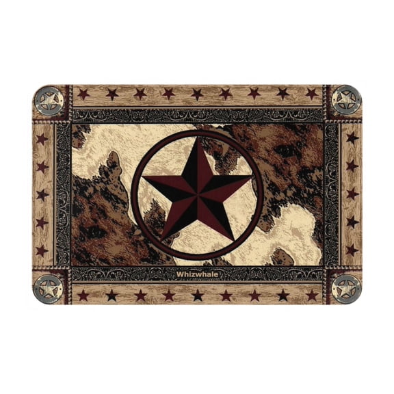 Whizwhale Western Texas Star Bath Rug Soft Microfiber Velvet 15.7" X 23.6" Non-Slip Absorbent Bathroom Mat for Bedroom Kitchen Bathroom