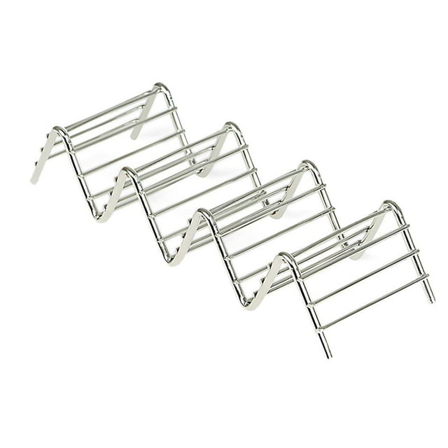 jesticaly 1-4 Slot Wave Shape Taco Holder Stainless Steel Mexican Display Stand Shell Rack 3 slots 18.5x6.5x4.2cm 1Set