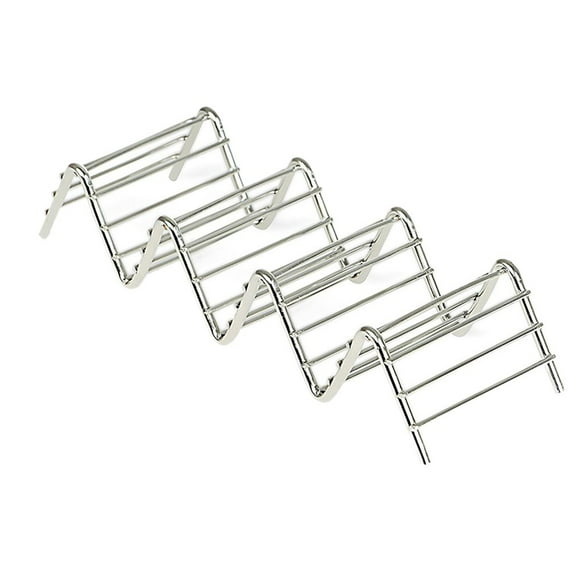 bedienty Restaurant Stainless Stee Taco Hotdogs Pizza Holder Stand Tray with for Salsa Cup 3 slots 18.5x6.5x4.2cm 1Set