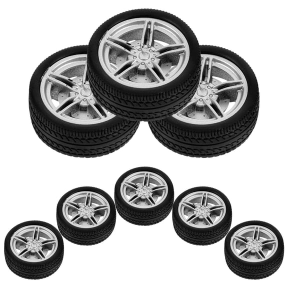 HEANUJJ 8pcs Kids Wheels Toys Rubber Black for Educational Craft Activities