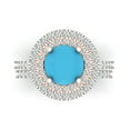 thumbnail image 2 of 2.68 ct Brilliant Round Cut Turquoise 14k White/Rose Gold Halo Solitaire with Accents Engagement Bridal Wedding Ring Band Set size 5, 2 of 7