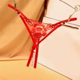 thumbnail image 3 of Womens Thong Underwear Red Thong Pearl Panties Low Rise T-Back Underpants One Size, 3 of 5