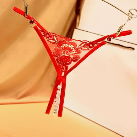 Ukumplol Thongs Bikini Panties Womans Panties Women Lace Briefs Hollow Out Crochet Panty G String Underwear Womens Underwear No Show Womens Underpants Red One Size