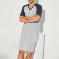 thumbnail image 4 of Tnhcen Men's Polyester V - Neck Short Sleeve Nightgown Knee - Length Loose Fit Pajama L - 5XL Plus Size Sleepwear, 4 of 6
