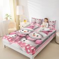 thumbnail image 4 of Manfei Cute Cartoon Snowman Twin Sheet Sets,Merry Christmas Twin Fitted Sheet,Pink White Gray Flat Sheet For Girls Kids,Ultra Soft Home Decor,3-Piece, 4 of 7