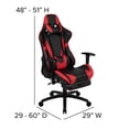 thumbnail image 5 of Emma + Oliver Racing Gaming Ergonomic Chair with Reclining Back, Footrest in Red LeatherSoft, 5 of 13