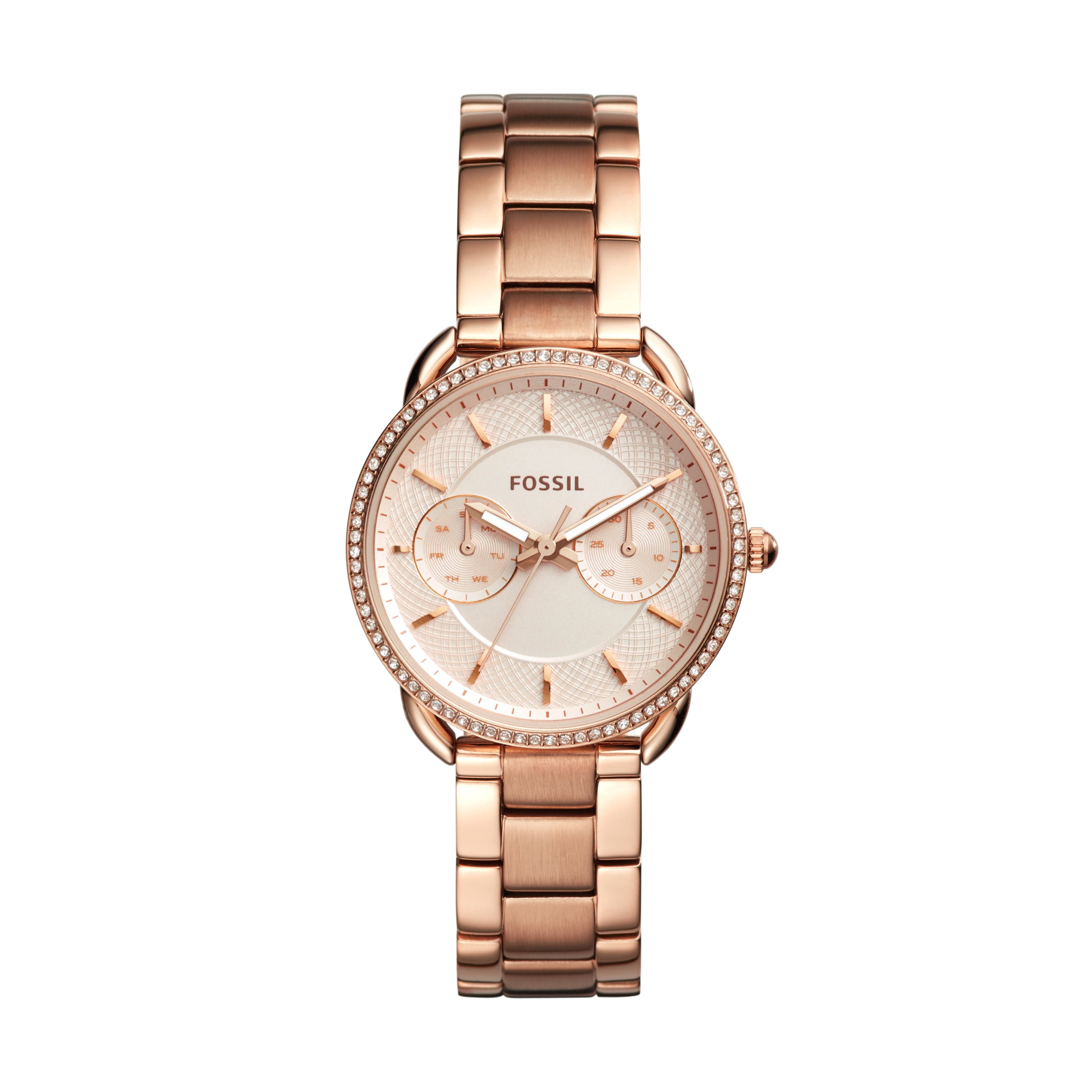 Fossil Women's Carlie Three-Hand Rose Gold Stainless Steel Watch ES4301