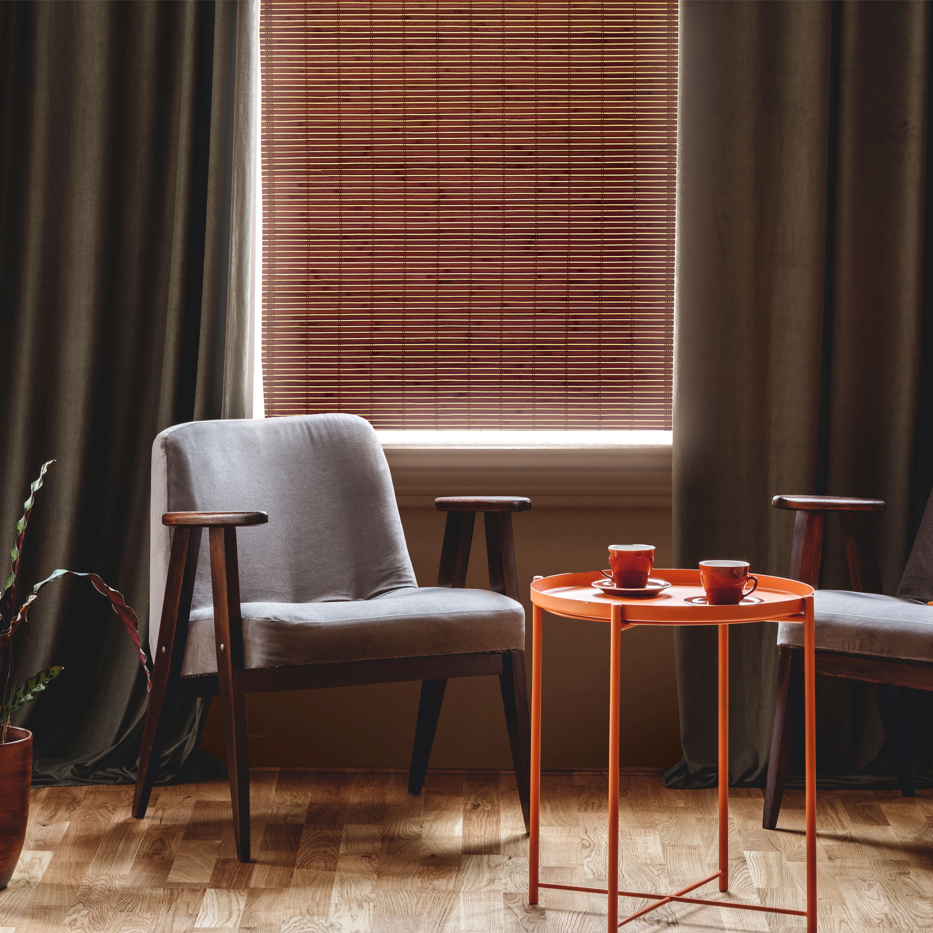 Red Lantern Bamboo Cordless Window Shade - Mahogany 36" W