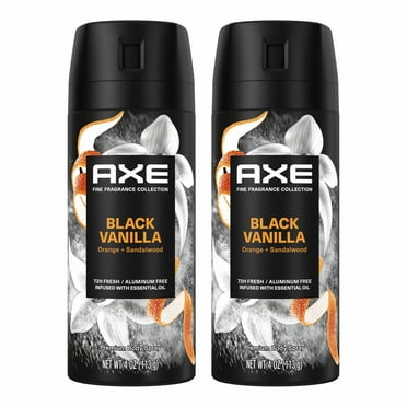 Axe Fine Fragrance Deodorant Body Spray for Men Black Vanilla Aluminum Free, 4 oz 2 Count​