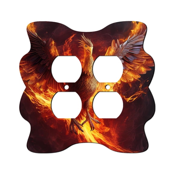 Off The Wall Plates - Phoenix Fire Bird Classic Decorative Acrylic Cover Double Outlet Wallplate