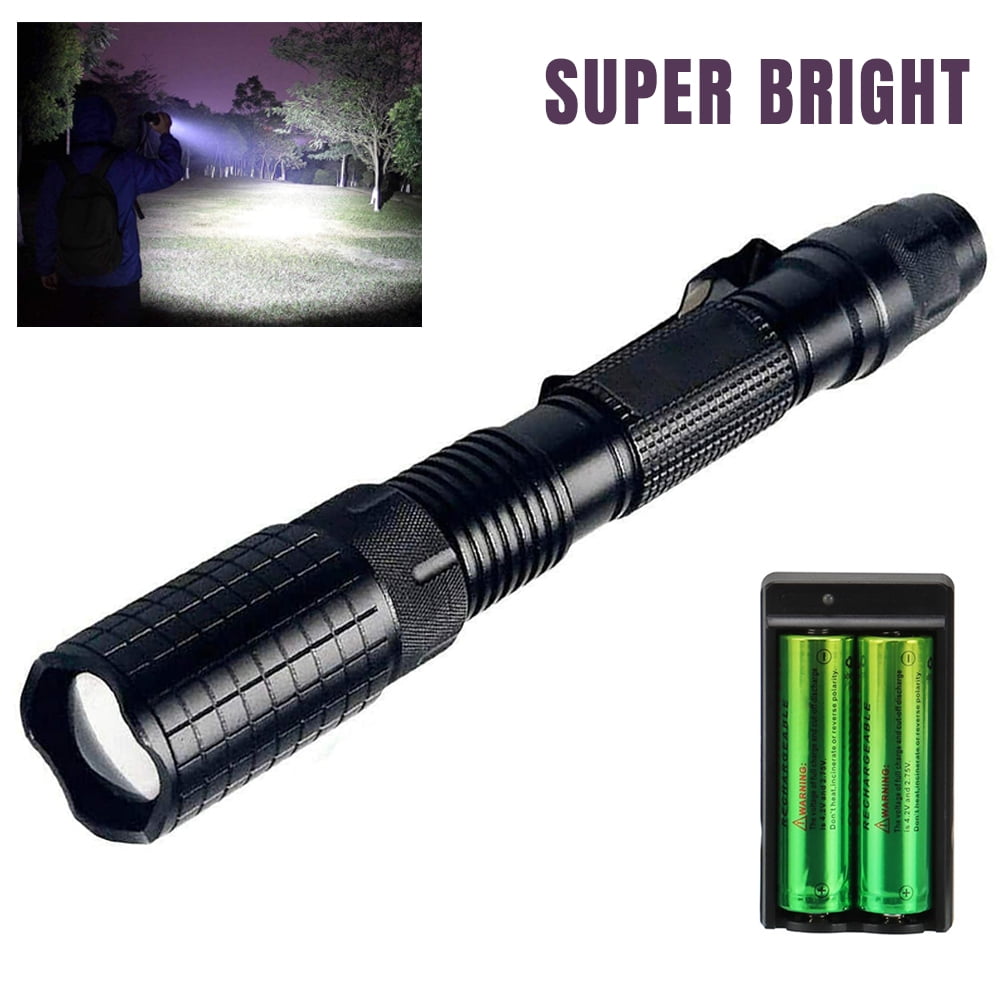 Details about   990000LM Tactical LED Flashlight Zoomable Torch 3-Modes & Battery & Charger 