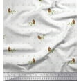 thumbnail image 1 of Soimoi Brown Silk Fabric Leaves & Clover Floral Print Sewing Fabric Yard 42 Inch Wide, 1 of 3