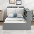 thumbnail image 5 of Harper & Bright Designs Twin Size Platform Bed with Storage Headboard and Shelves, Wooden Daybed Frame with Side Bookcase and 2 Drawers, Antique Gray, 5 of 14