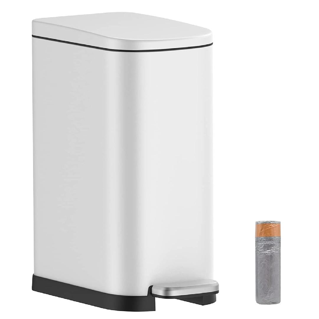 10 Liter/ 2.6 Gallon Small Trash Can with Lid,Slim Stainless Steel