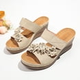 thumbnail image 4 of Women's Wedge Sandals Cute Flower Platform Slip on High Heeled Slides Open Toe Cork Wedges Heels Summer Dressy Shoes White Size 8.5, 4 of 8