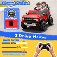 thumbnail image 5 of 2 Seats 24V Electric Car for Big Kids, Licensed Ford Bronco Raptor Powered Ride On Car with 4 Wheels Spring Suspension, Parent Remote Control, 24V Ride On Toys for Ages 3-8 Boys Girls Gifts, Red, 5 of 8