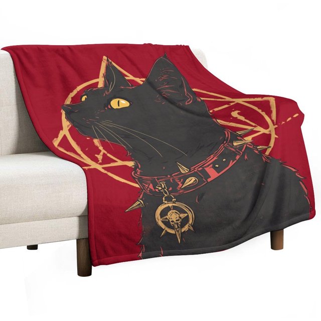 Manta supersuave de gato negro para Halloween, manta navideña de franela de microfibra para sofá cama, mullida y cálida, de 152 x 203 cm.
