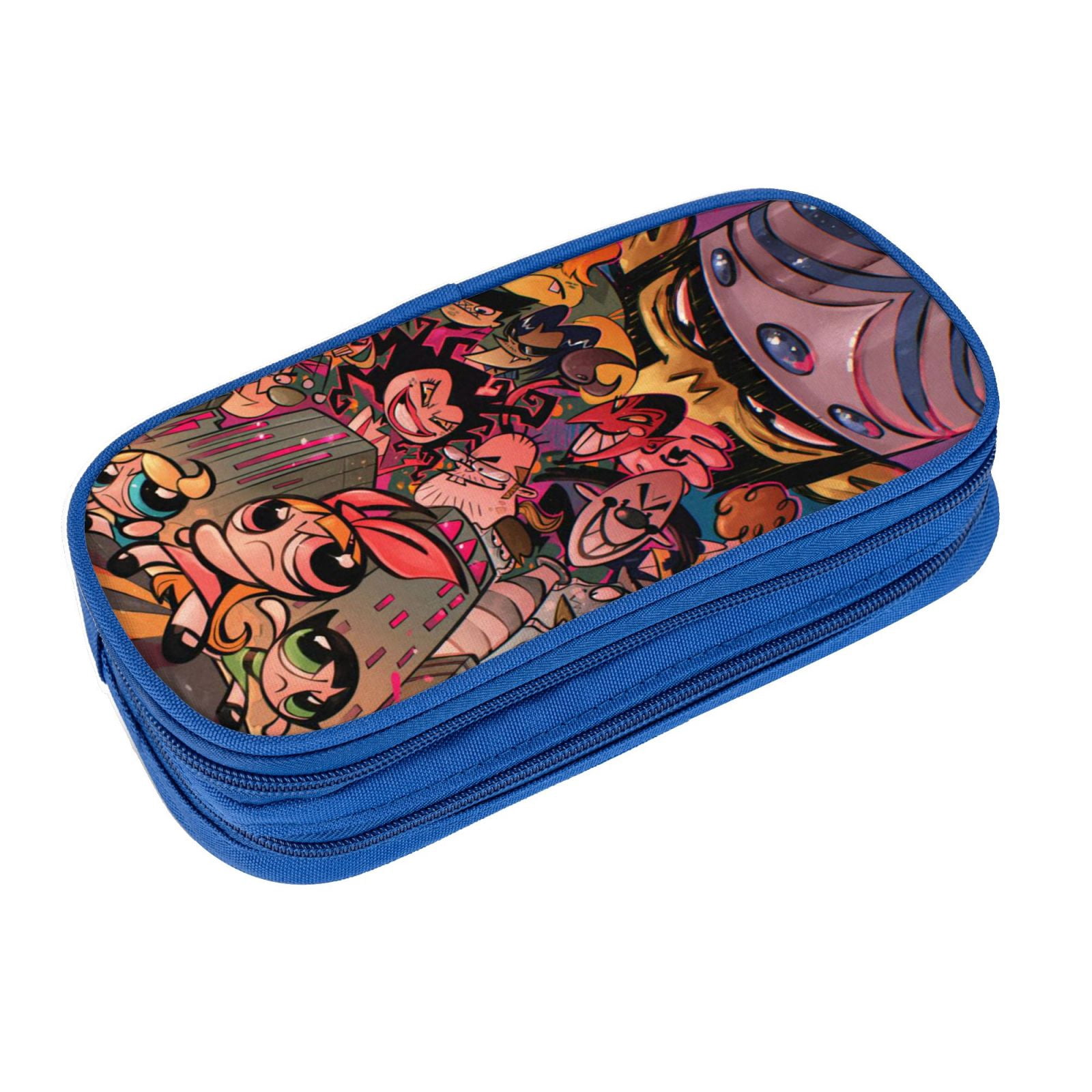 The Powerpuff Gi-rls Pencil Case Large Capacity Pencil Pouch Pen Bag Office Stationery Organizer Travel Makeup Bag Blue