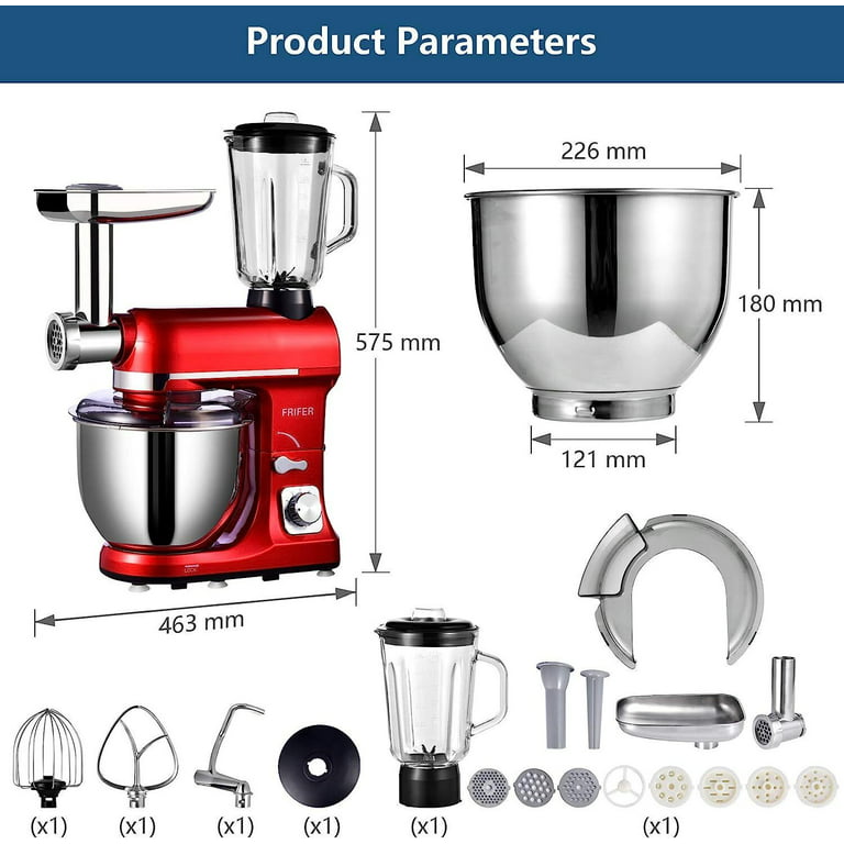  VIVOHOME 3 in 1 Multifunctional Stand Mixer with 6 Quart  Stainless Steel Bowl, 650W 6 Speed Tilt-Head Meat Grinder, Juice Blender,  Red: Home & Kitchen