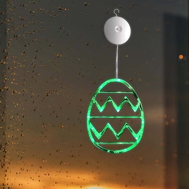 Lámparas de Colgar Ventosa Ovales Decoración de Pared de Pascua Luces de Colores,Colgantes de Pascua para Exterior,Estantería Suction Cup de Pascua con Luces LED,Portátil para Jardín
