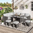 thumbnail image 2 of YODOLLA 7 Pcs Canapé Sectionnel en Rotin d'Extérieur avec Table à Manger et Housse de Protection (Rattan Gris & Coussin Gris Clair), 2 of 10