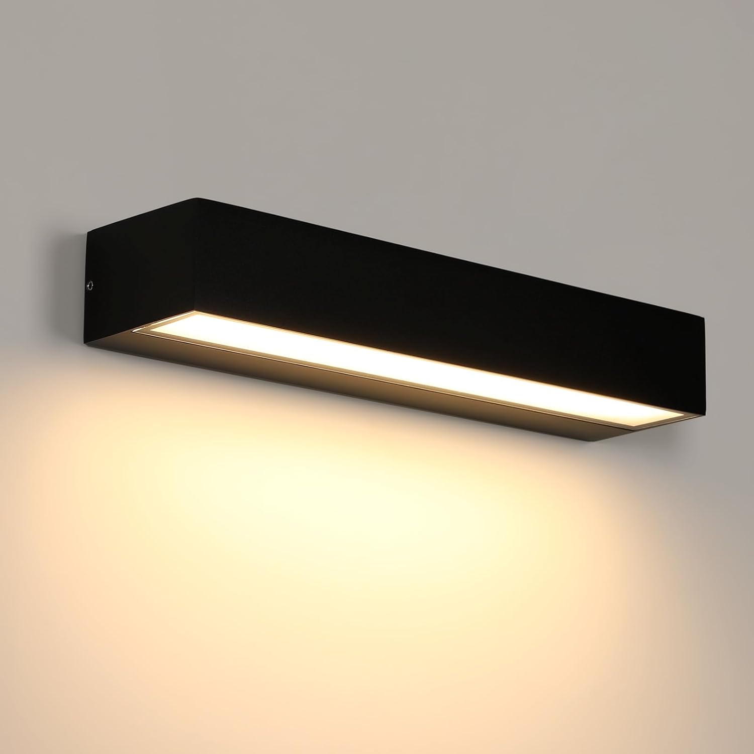 PANLAVIE Outdoor Wall Lights, 16W Modern Black Outdoor Wall Lamp IP65 Waterproof, 3000K Warm White Outside Wall Lights for Patio, Entrance, Garden, Garage, Hallway, Corridor