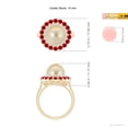thumbnail image 5 of ANGARA Golden South Sea Cultured Pearl & Ruby Double Halo Ring in 14K Yellow Gold for Women | June Birthstone, Birthday, Anniversary, Jewelry Gift for Women | Pearl Ring, 5 of 9