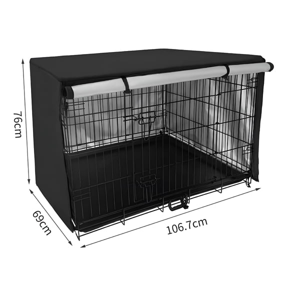 LAMIRO Protective Cover for Dog Cage Kennel Warm and Cold Cage Cover 106.7x69x76cm, Storage