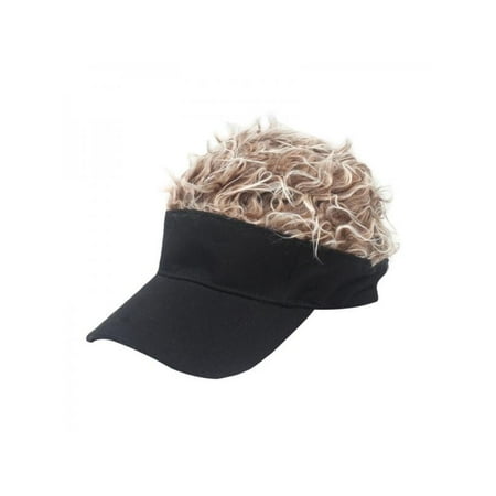 MarinaVida Men Women Flair Hair Visor Sun Cap Wig Peaked Adjustable Baseball Golf Hat Cap
