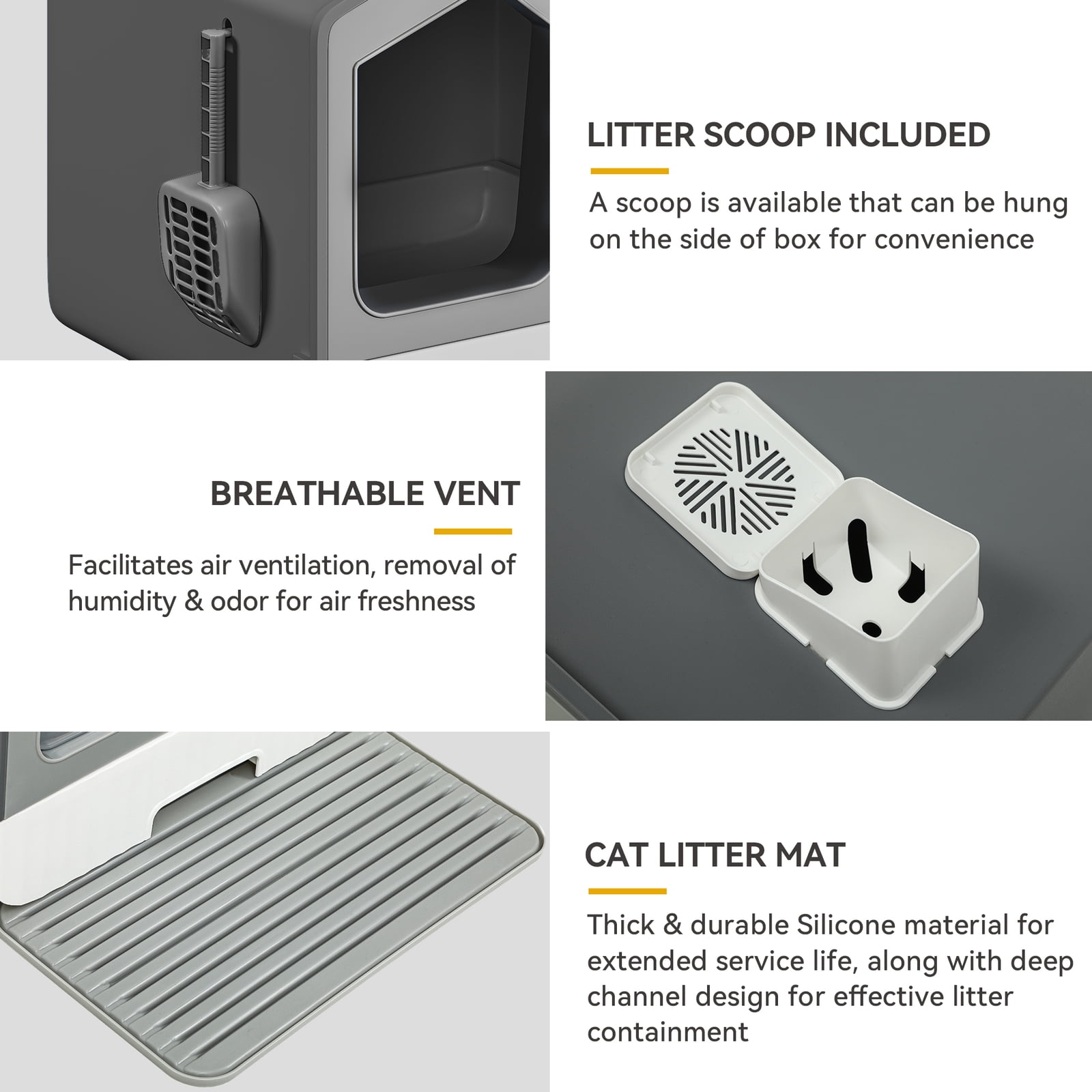 CRXX Extra Large Enclosed Cat Litter Box No Smell Pets Stain Resistant Anti-Splashing