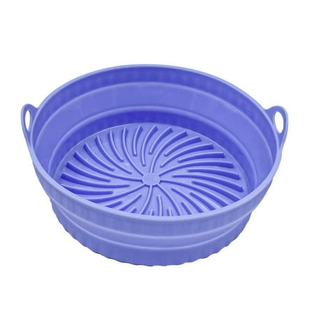

Goory Liner Heat Resistant Basket Mat Air Fryer Accessories Silicone Pot Reusable Oven Easy Cleaning Non-Stick Kitchen Tool Square Round Blue 20cm Diameter