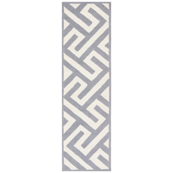 SAFAVIEH Four Seasons Mihail Geometric Runner Rug, Ivory/Grey, 2'3" x 8'