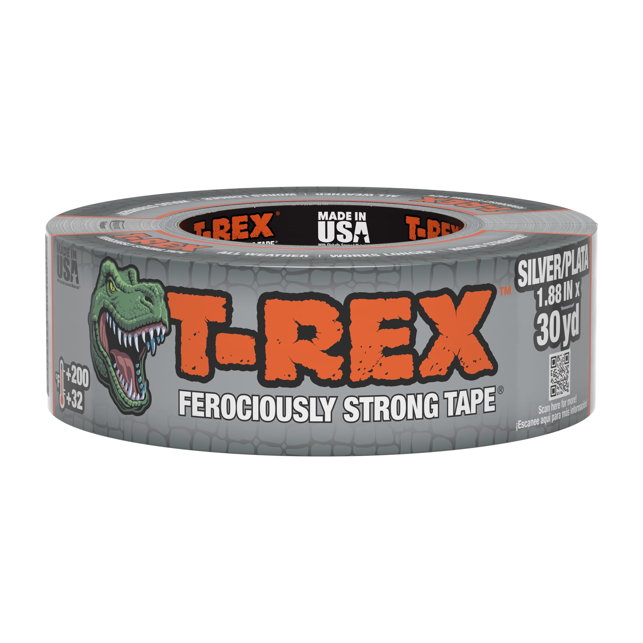 (2 pack) T-Rex Ferociously Strong Duct Tape, 1.88 in. x 30 yd., Gunmetal Gray