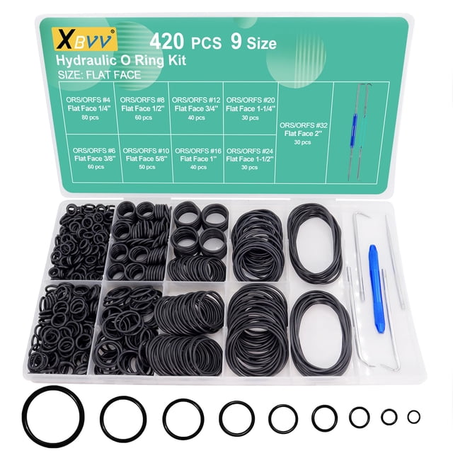 Kit de juntas tóricas hidráulicas XBVV de 420 piezas, Buna-N, 9 tamaños