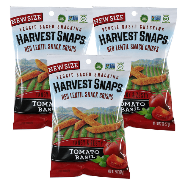 Harvest Snaps Red Lentil Vegetable Snack Crisps, Tangy, and Zesty
