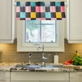 thumbnail image 2 of Yayeee Kitchen Valance Rod Pocket 54" x 18" Living Room Window Curtain, Pink Checkered Pattern, 2 of 6