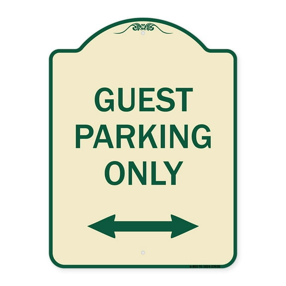 SignMission Designer Series Sign - Guest Parking Only (With Bidirectional Arrow) | Tan & Green 18" x 24" Heavy-Gauge Aluminum Architectural Sign | Made in the USA
