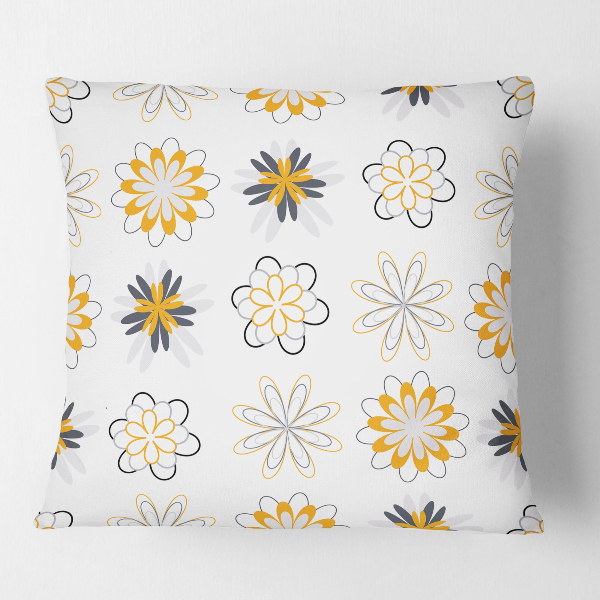 Designart Retro Floral Pattern VIII' Mid-Century Modern Throw Pillow - 18x18